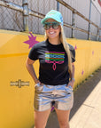 BLACK- Neon Boot Stitch Tee
