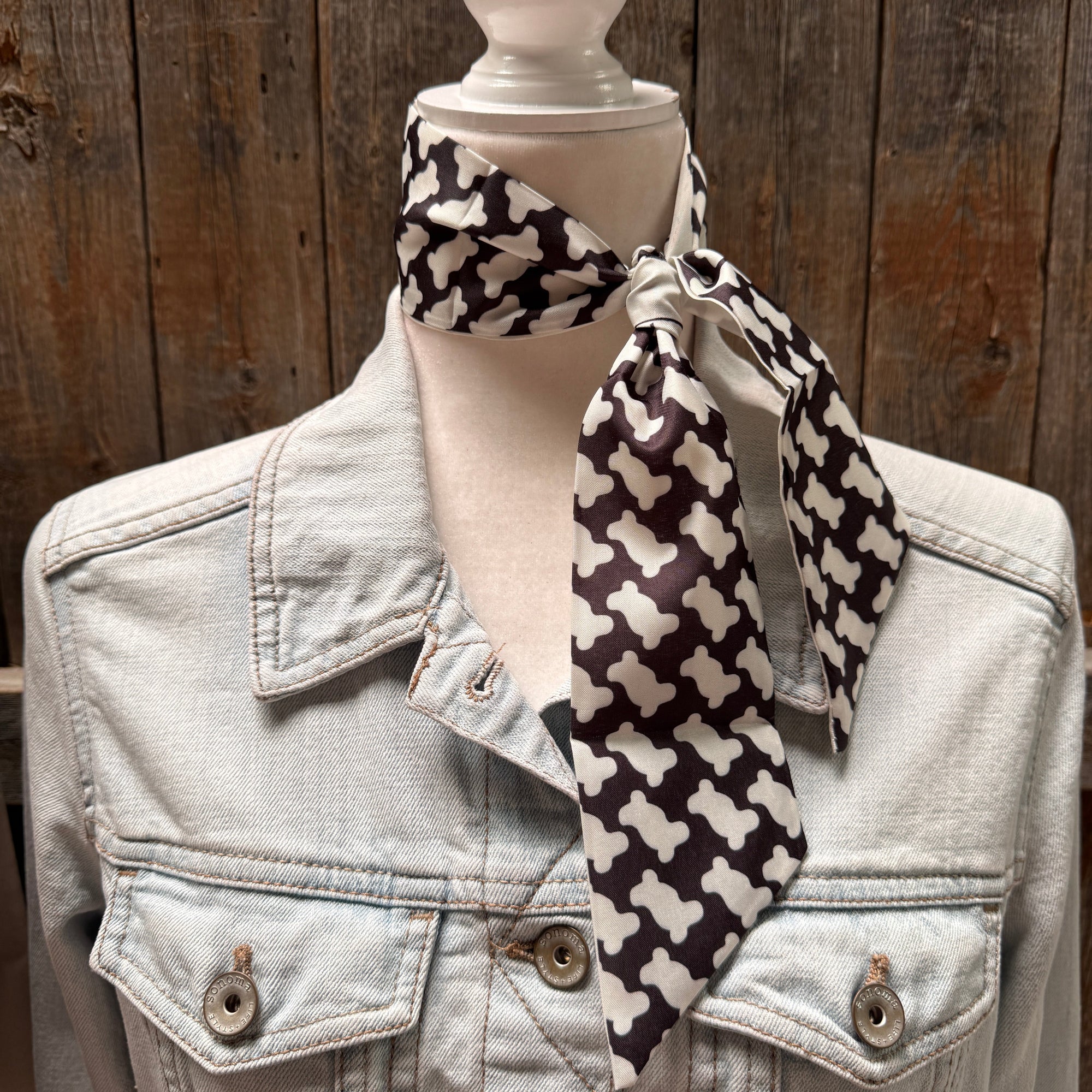 Black and White Western Skinny Mini Wild Rag Scarf / Cowgirl Necktie  
