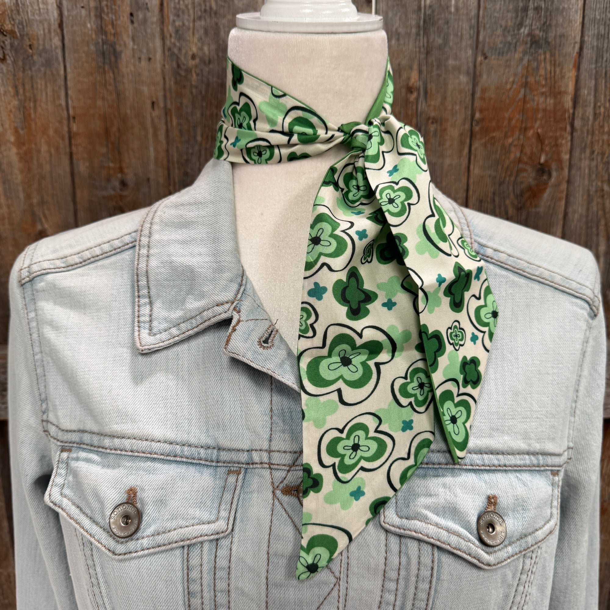 Green Western Skinny Mini Wild Rag Scarf / Cowgirl Necktie  