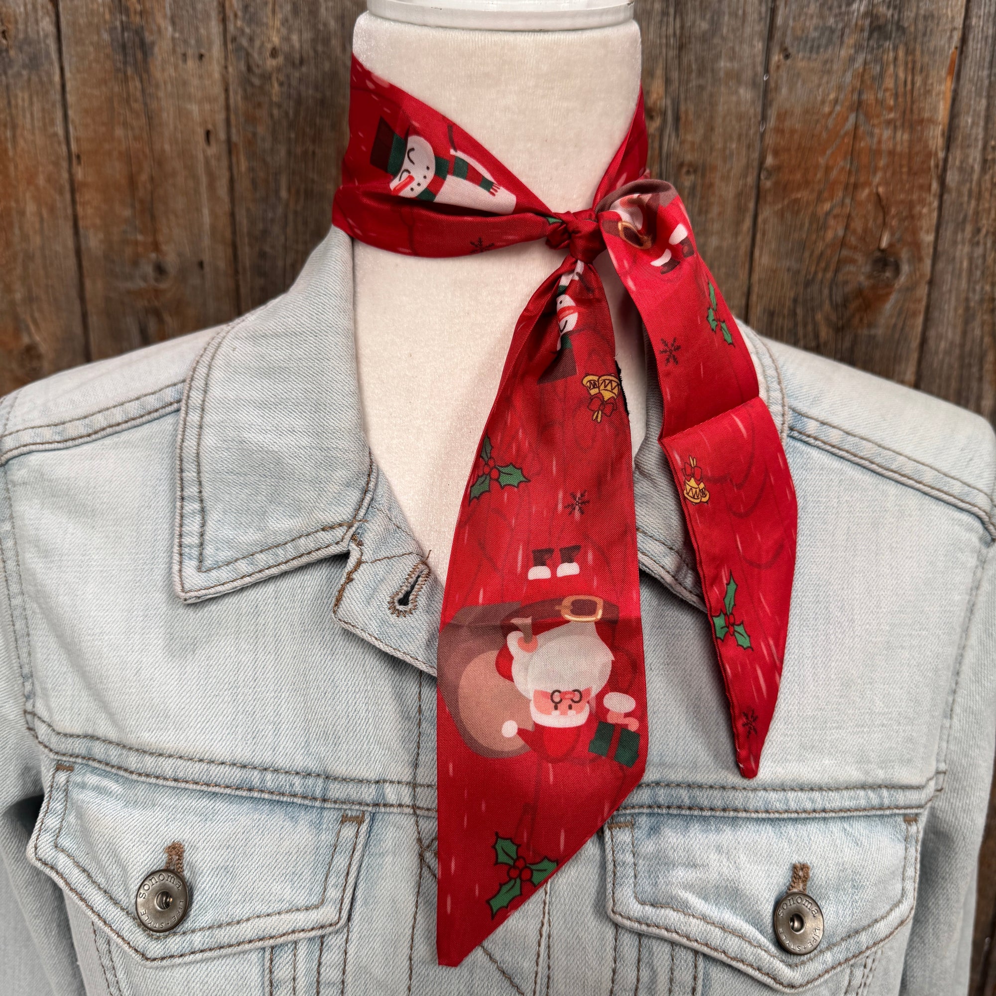 Red Holiday Western Skinny Mini Wild Rag Scarf / Cowgirl Necktie  