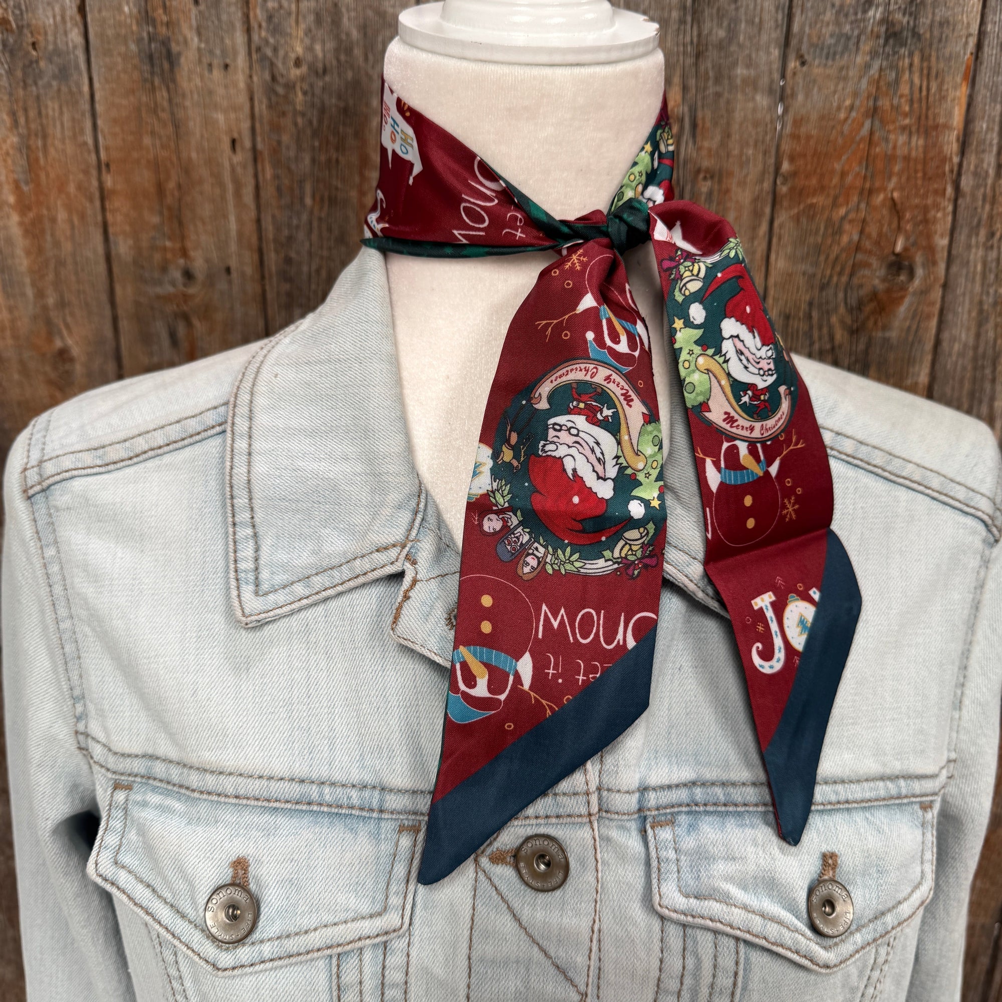 Burgundy Holiday Western Skinny Mini Wild Rag Scarf / Cowgirl Necktie  