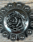 Antique Silver Rose Western Concho W108