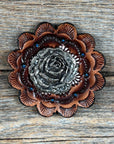 Antique Silver Rose Western Concho W108