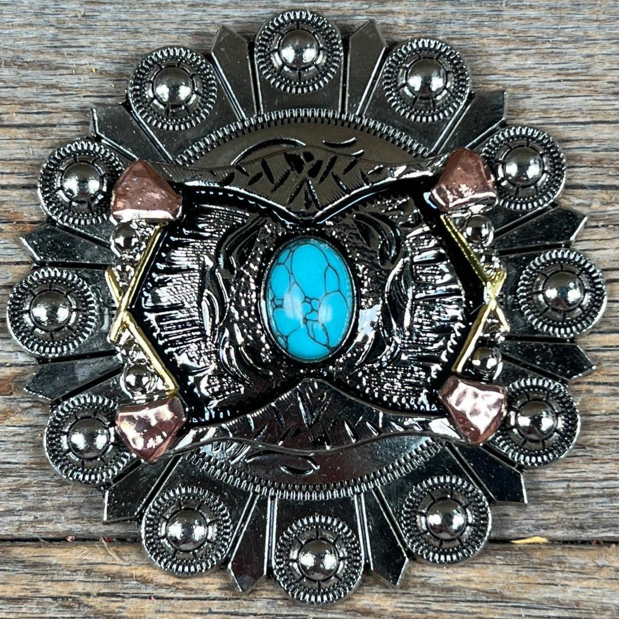 Antique Silver &amp; Copper Turquoise Concho Concho W115