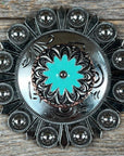 Copper & Antique Silver Turquoise Flower Western Concho W122
