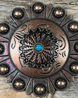 Antique Silver and Copper Floral Western Concho W220