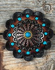 Antique Silver and Copper Floral Western Concho W220