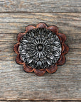 Antique Silver Floral Pinwheel Western Concho W227