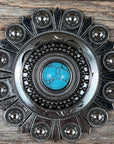 Antique Silver Turquoise Dot Western Concho W232