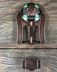 Antique Silver with Copper Flower Western Concho W190