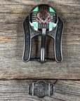 Antique Silver with Copper Flower Western Concho W190