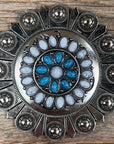 Blue and White Turquoise Western Concho W212