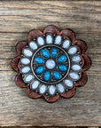 Blue and White Turquoise Western Concho W212