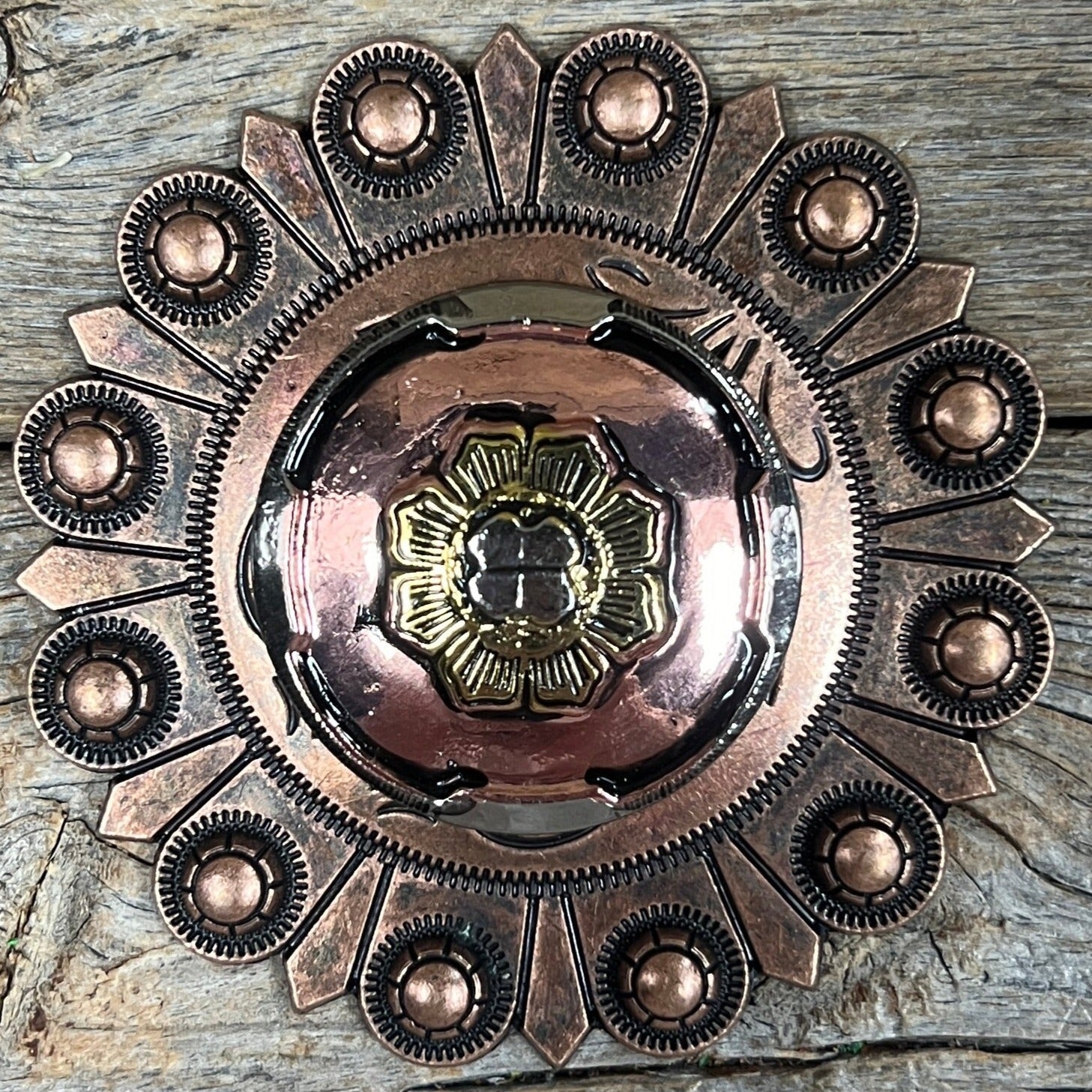 Copper &amp; Gold Flower Western Concho W192