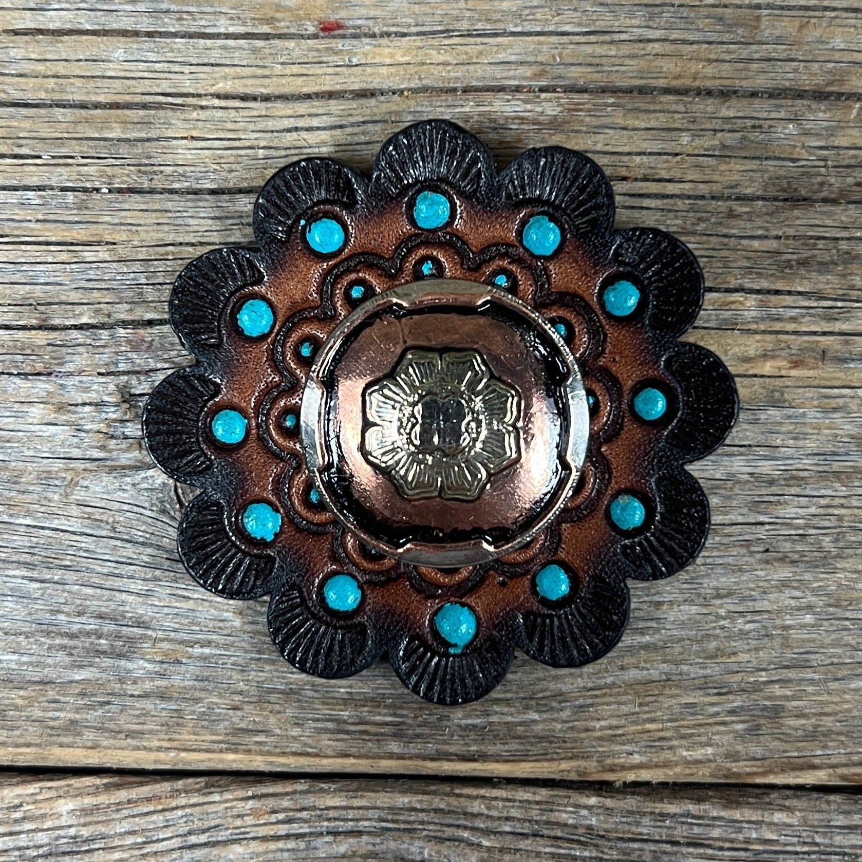 Copper &amp; Gold Flower Western Concho W192
