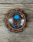 Copper Turquoise Blossom Western Concho W206