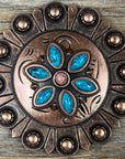 Copper Turquoise Flower Western Concho W207