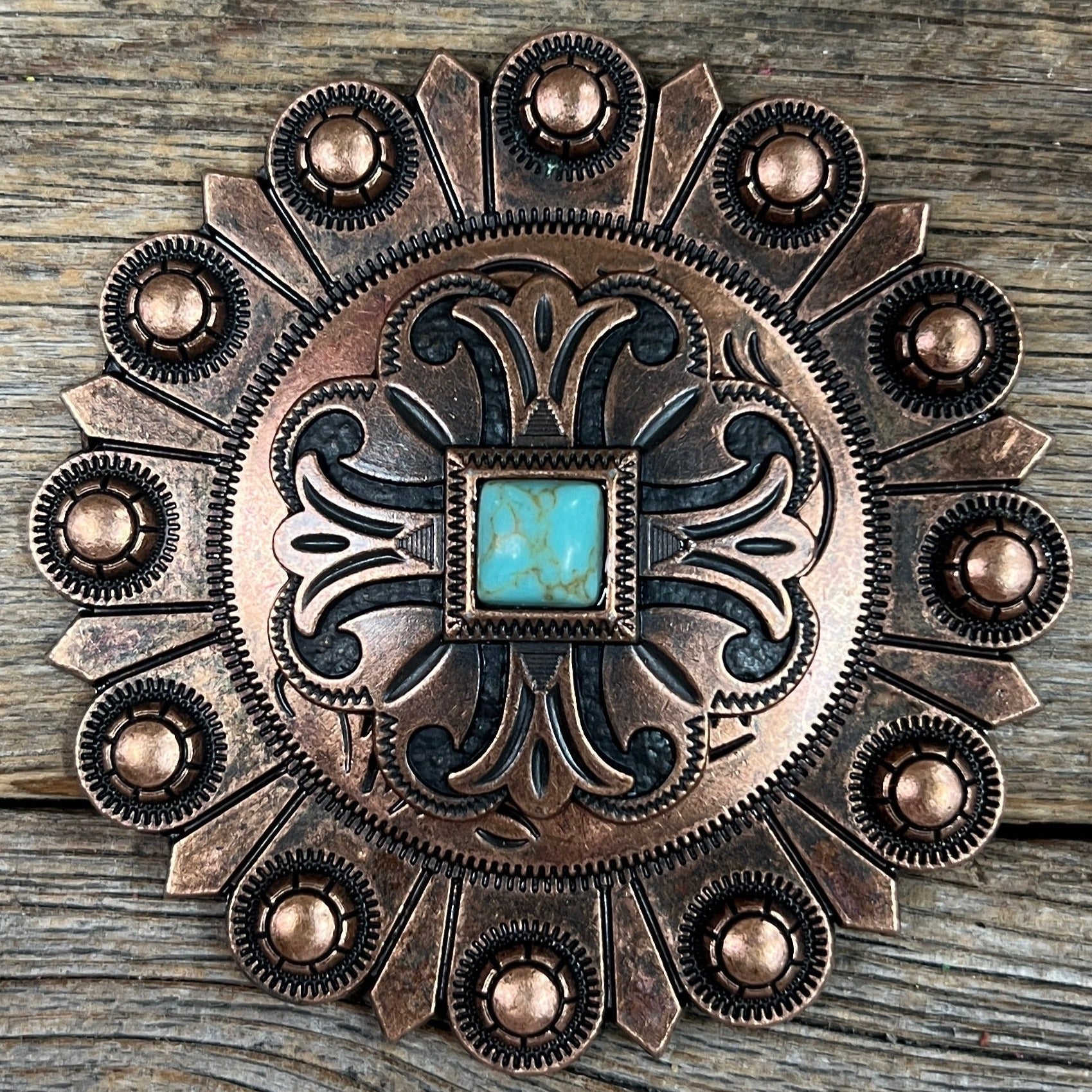 Copper Turquoise Western Concho W141