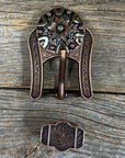 Floral Dots Antique Silver Western Concho W147