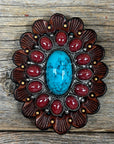 Large Turquoise and Garnet Western Concho W213