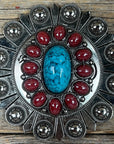 Large Turquoise and Garnet Western Concho W213