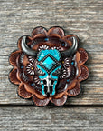 Turquoise Steer Head Western Concho W202