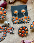 Sterling Silver Orange Spiny Oyster Cluster Ring – Size 9 – Artist Shay Pfeiffer