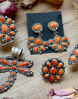 Sterling Silver Orange Spiny Oyster Mosaic Cluster Ring Size 7.5, Artist Shay Pfeiffer