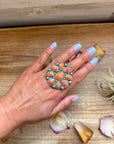 Sterling Silver Orange Spiny Oyster Cluster Ring – Size 9 – Artist Shay Pfeiffer