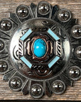 Octagon Turquoise Floral Western Concho W221