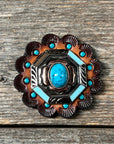 Octagon Turquoise Floral Western Concho W221