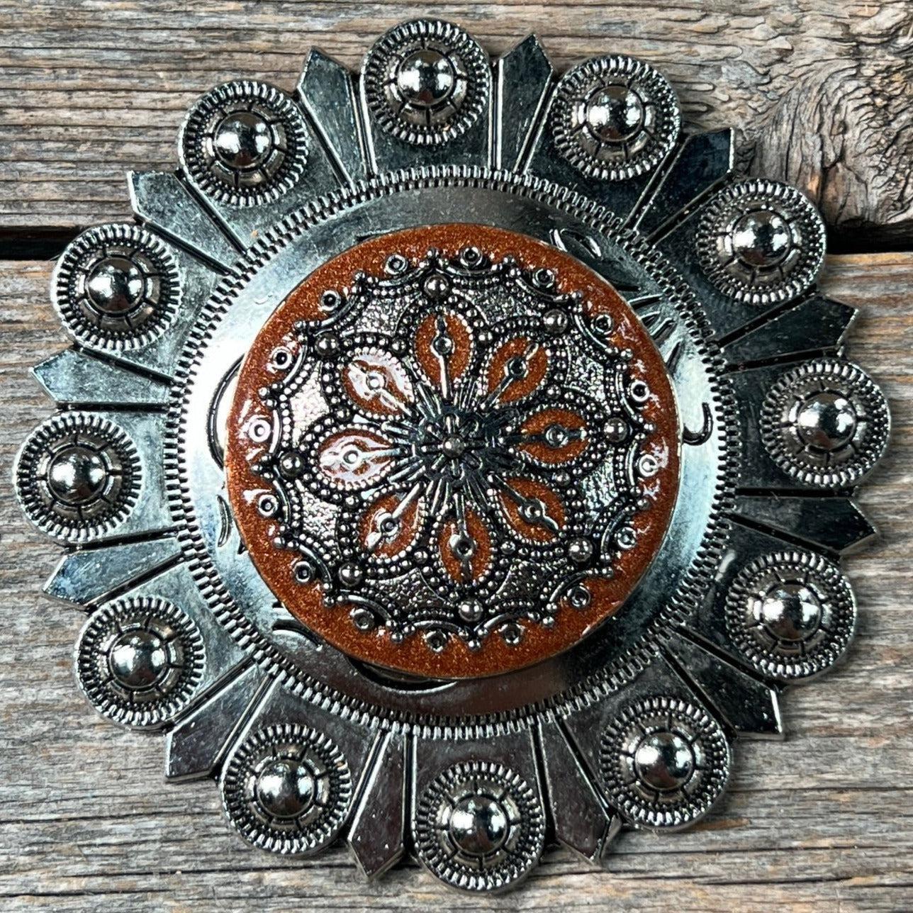 Rust Filigree and Dots Western Concho W233