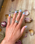 Sterling Silver Hand-Milled Wide Band Aloe Stamped Ring – Size 8.5 – Handmade by Artist Jason Ogg