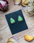 Sterling Silver High Grade Carico Lake Turquoise Stud Earrings – Handmade by Artist Jason Ogg