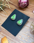Sterling Silver High Grade Carico Lake Turquoise Stud Earrings – Handmade by Artist Jason Ogg