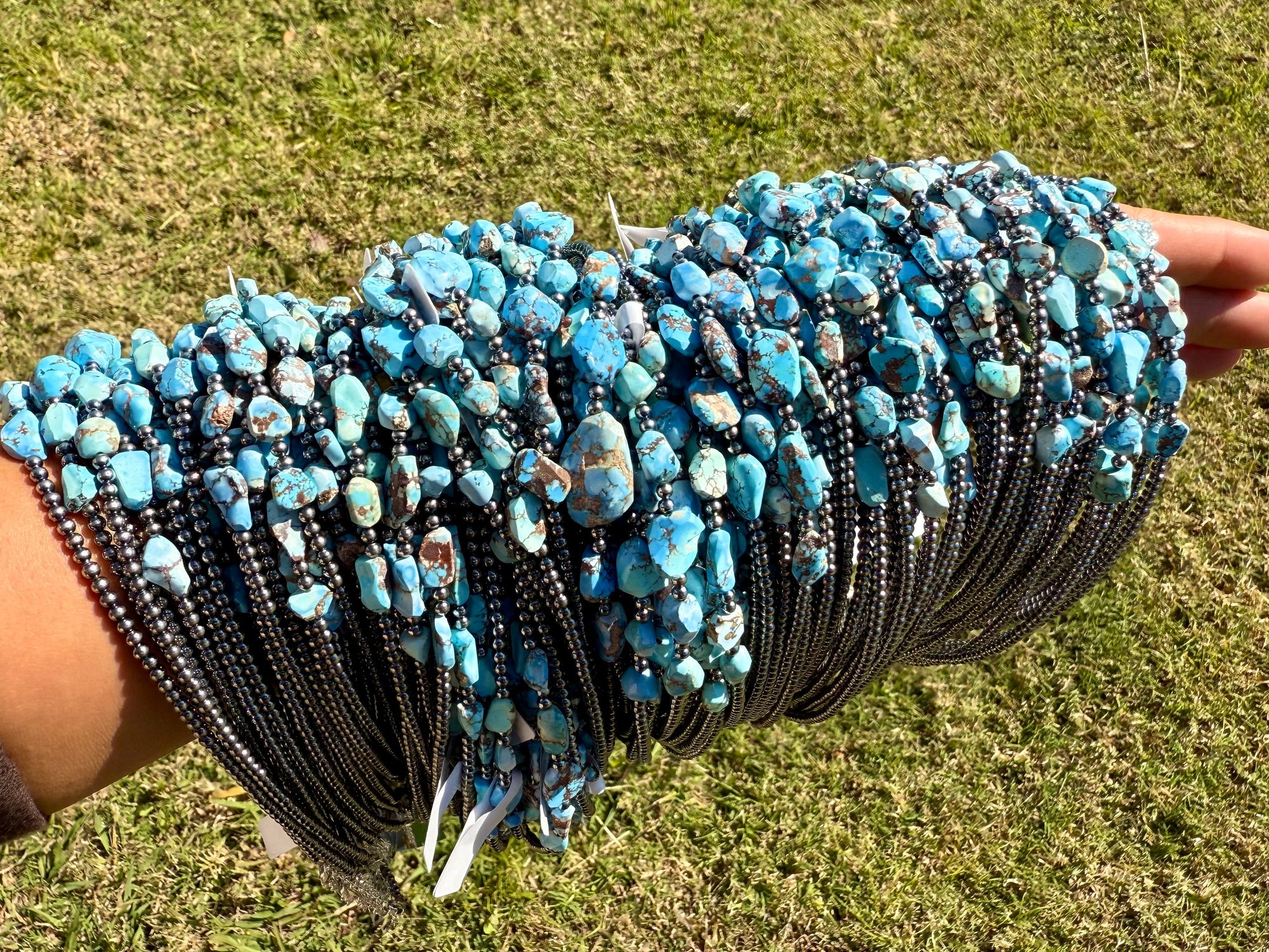 Golden Hills Turquoise &amp; Sterling Silver Pearl Necklace – 16 Inch