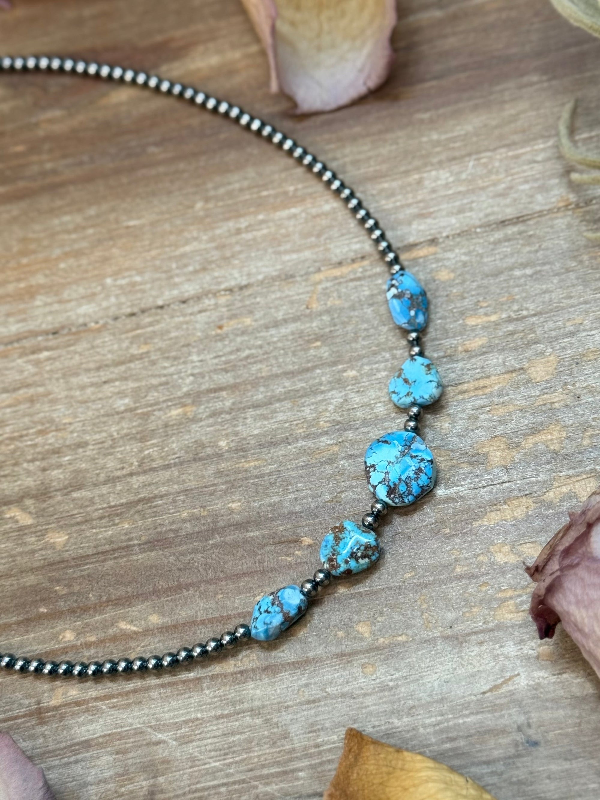 Golden Hills Turquoise &amp; Sterling Silver Pearl Necklace – 16 Inch