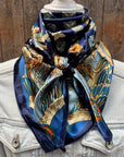 35X35"  Blue Multi-Floral Wild Rag / Scarf WR914X