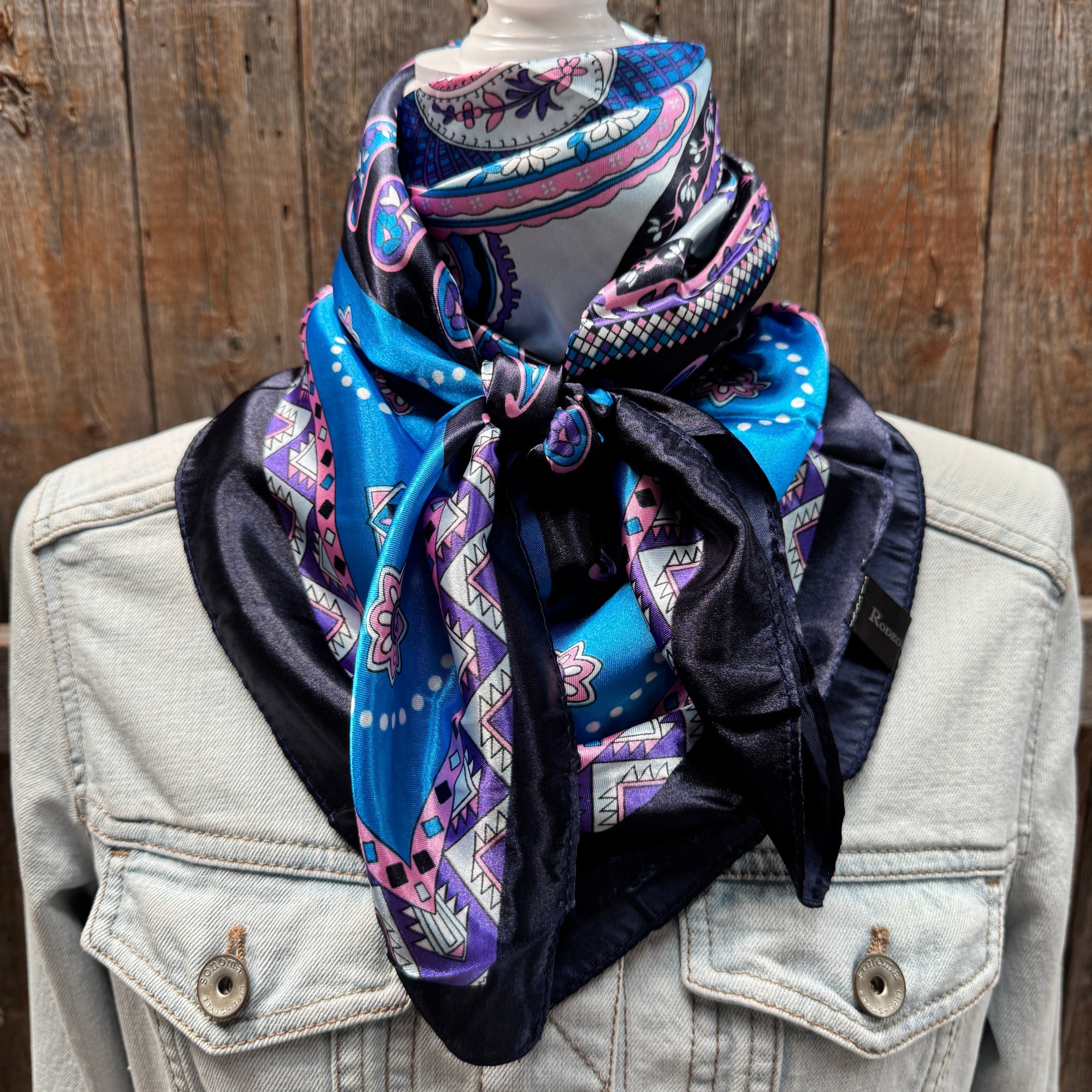 35X35"  Blue/Pink/Purple Paisley Wild Rag / Scarf WR3406X