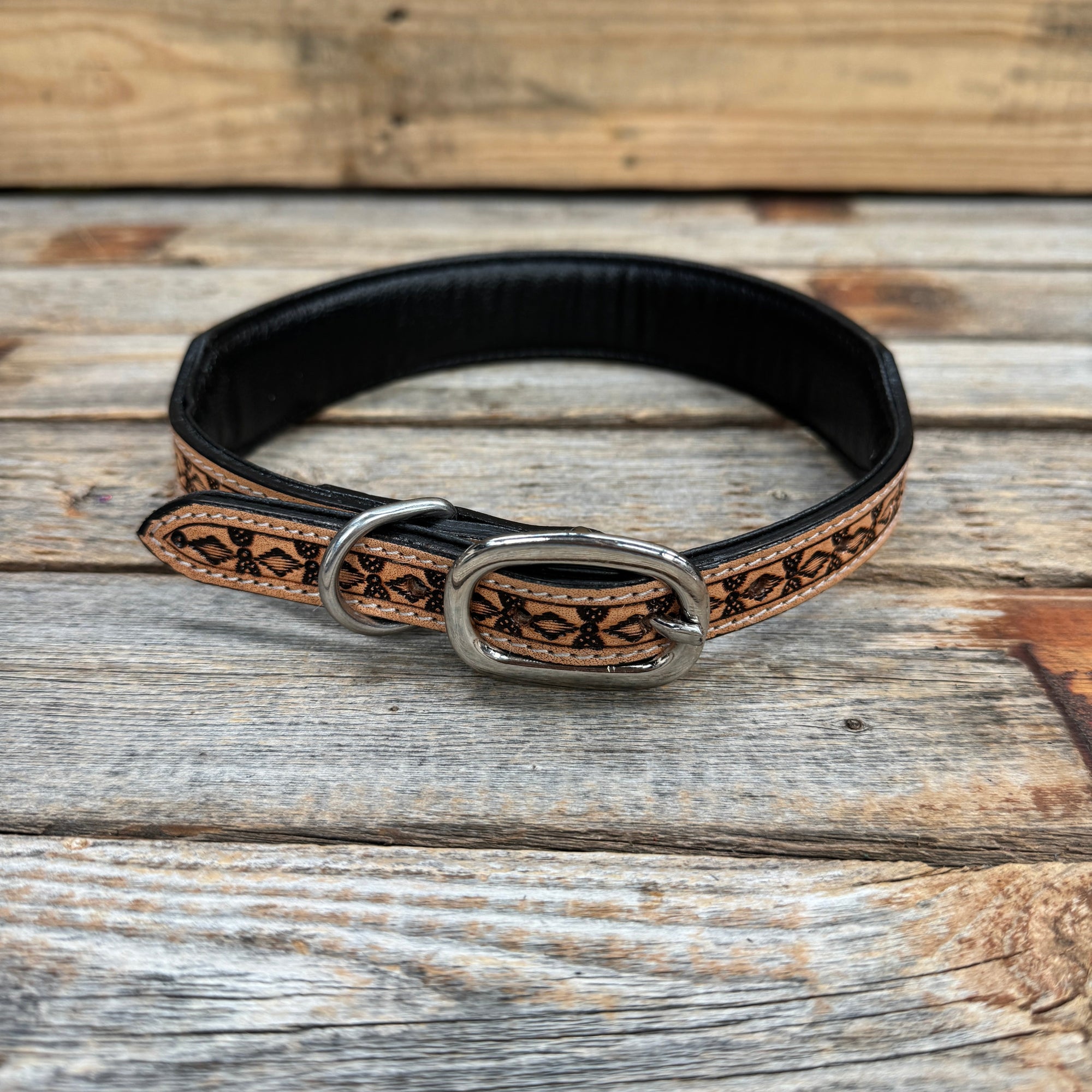 Light Oil Floral Padded Dog Collar 