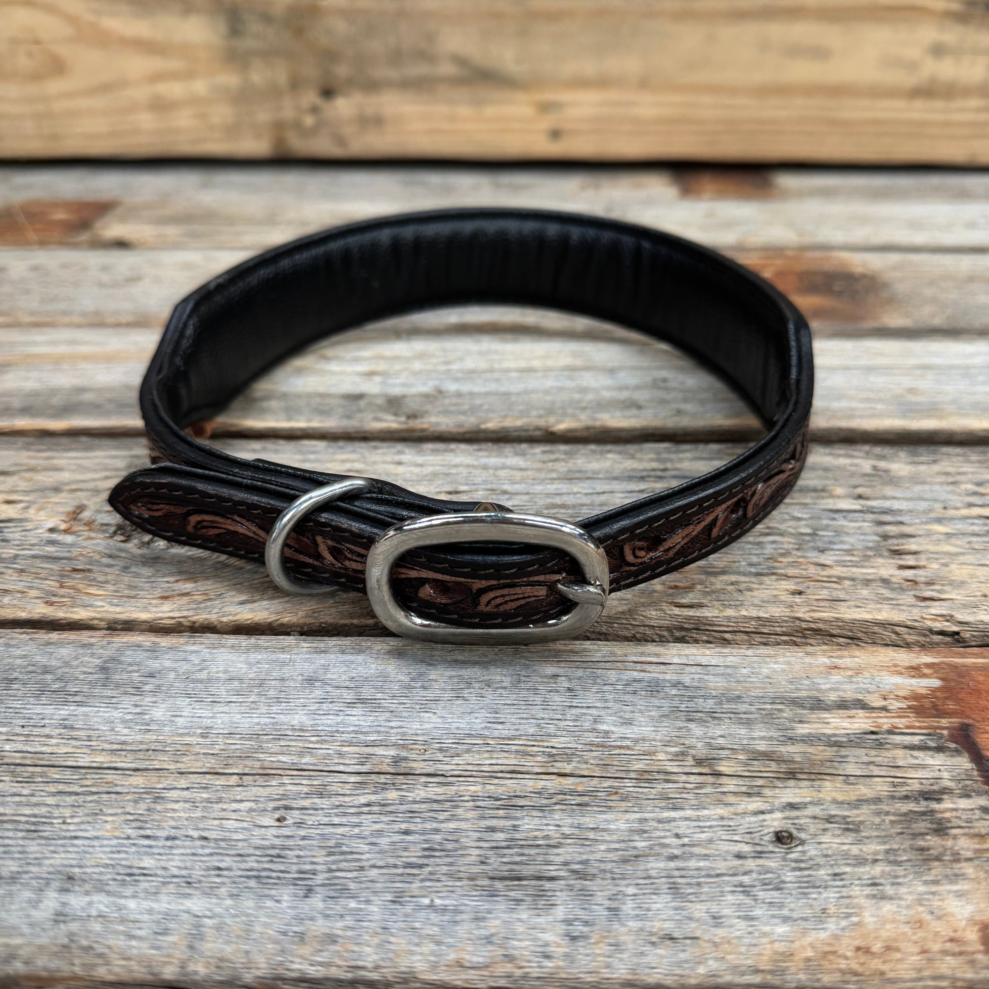 Two Tone Floral Padded Dog Collar 