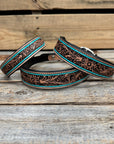 Turquoise Floral Padded Dog Collar 