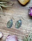 Sterling Silver Ribbon Royston Turquoise Dangle Earrings – Handmade by Artist Jason Ogg