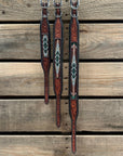 Tooled Green and Brown Leather Beaded Dog Collar 