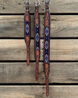 Tooled Blue and White Leather Beaded Dog Collar 