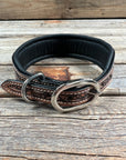 Tooled Red Leather Beaded Dog Collar 
