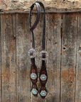 Flower Power Antique Silver and Turquoise One Ear Headstall & Breastcollar Tack Set 