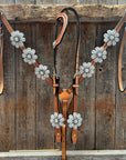 Light Oil Basketweave Tear Drop Flower Clear One Ear Tack Set  