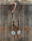 Light Oil Basketweave Tear Drop Flower Clear One Ear Tack Set  