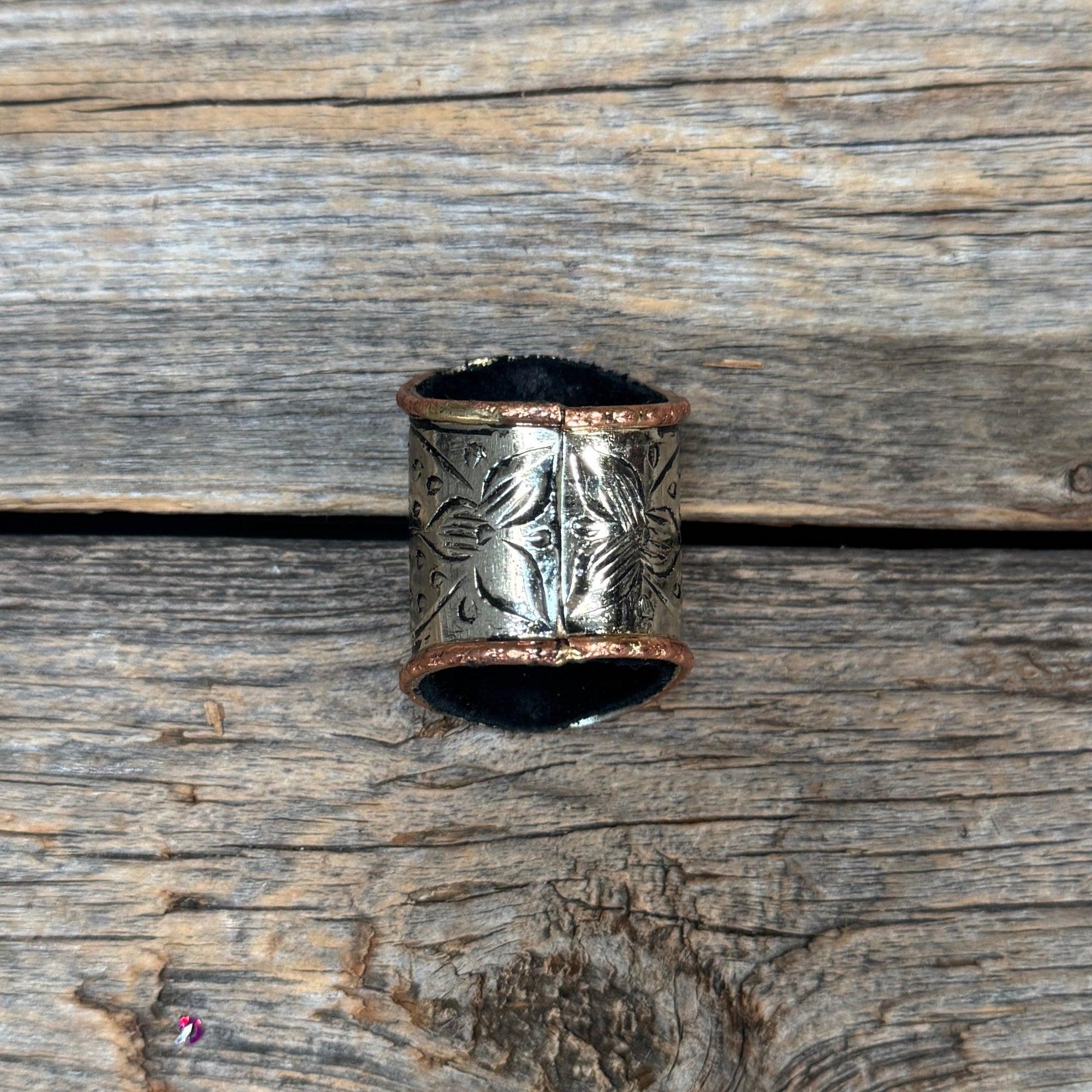 Silver Engraved Small Flower with Turquoise Wild Rag Slide 